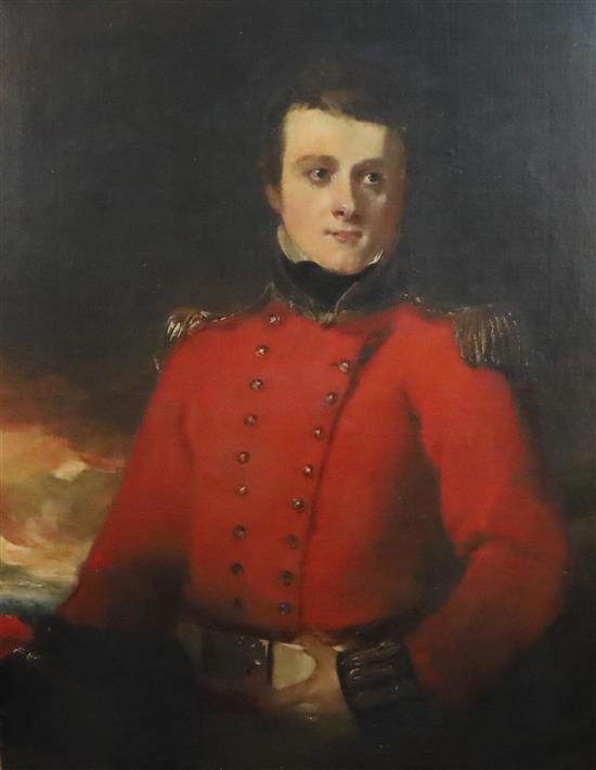 Attributed to Andrew Geddes (1783-1844), oil on canvas, Half-length portrait of Barrington Pope Blachford (1784-1816) in uniform